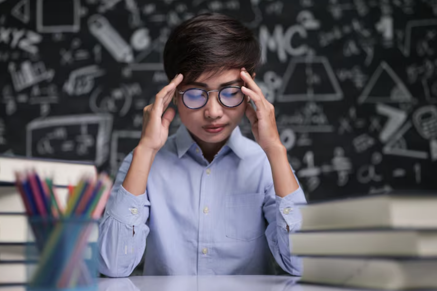student reflecting on how memory works for learning while studying at a desk